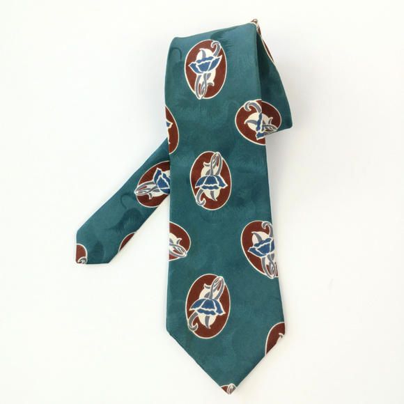 Cambridge Classic Mervyns silk umbrella flower tie - Picture 2 of 4